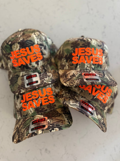 Camo JESUS SAVES hat